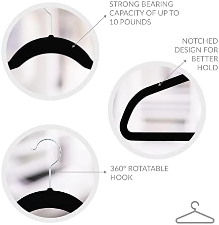 Simplify Extra Wide 21” Velvet Coat Hangers | 24 Pack | Slim Design | Heavy Duty | Holds 10 Pounds | Closet Organization | Shirt & Clothes | Black