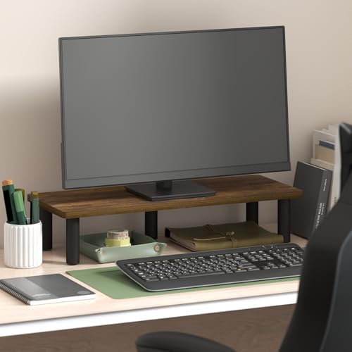 Furinno Turn-N-Tube Monitor Stand Riser, 23.6" Wide Rectangle Monitor Riser, Laptop Stand for Desk, Office Desk Accessor