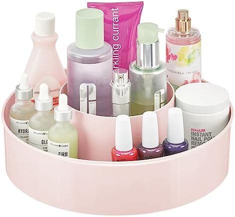 mDesign Plastic Lazy Susan Round Turntable Storage Tray - Rotating Organizer for Makeup, Cosmetics, Nail Polish, Vitamin