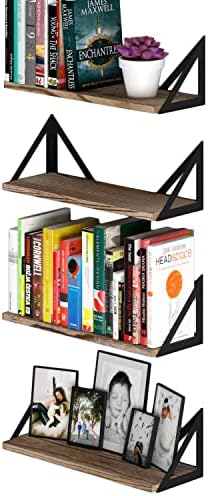 Wallniture Minori Floating Shelves Set of 4, Small Bookshelf Unit for Bedroom, Office, Bathroom, and Living Room, Natura