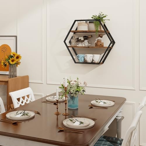 Hexagon Shelves for Wall, Decorative Hexagon Floating Shelves