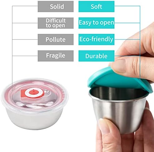 8 Pack 2.4oz Stainless Steel Salad Dressing Container with Silicone Lid