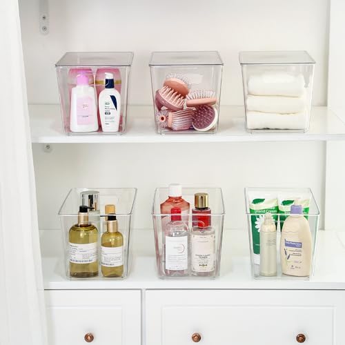 Vtopmart 10 Pack Clear Stackable Storage Bins with Lids and Handles, XLarge