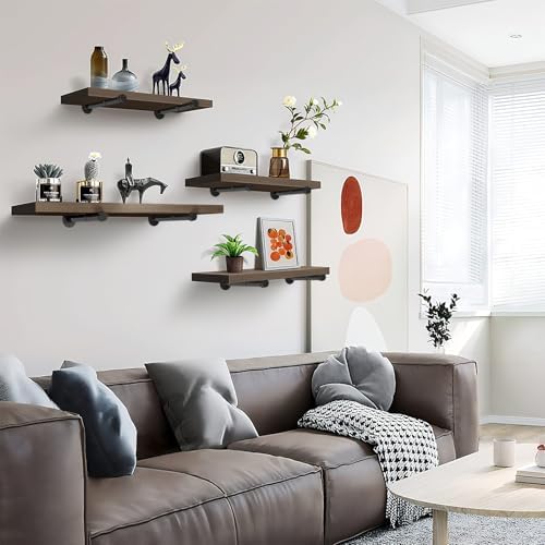 Industrial Pipe Shelving 8 Inch Floating Shelf Brackets DIY Shelving Brackets 12 Pack Pipe Decor Wall Rustic Clothing Ra