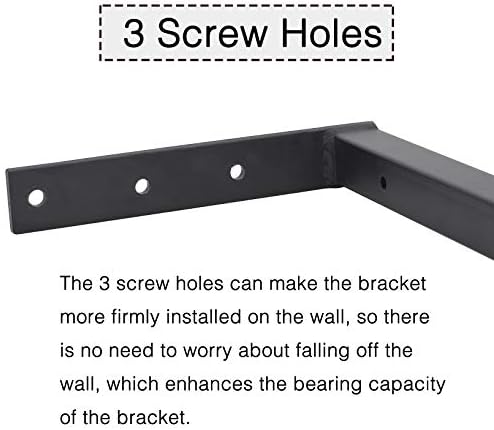 OVOV 6 Pack Heavy Duty Shelf Brackets Wall Mounted Industrial Farmhouse Floating Shelf Brackets with Lip (Black 8")