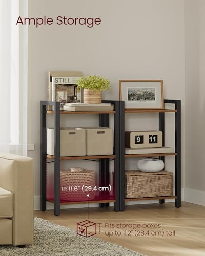 VASAGLE 3-Tier Bookshelf, Bookcase Book Shelf with Steel Frame