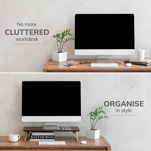 Anji Mountain Monitor Stand for Desk - Desktop Organizer & Laptop Riser, Ergonomic Monitor Riser, Space-Saving, Durable,