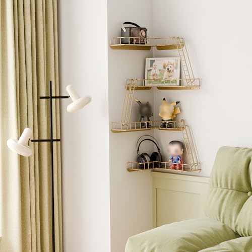 Fire Escape Wall Shelf - Modern City Style 4-Tier Corner Wall Shelves, Easy to Install Metal Ladder Shelf for Figures, N