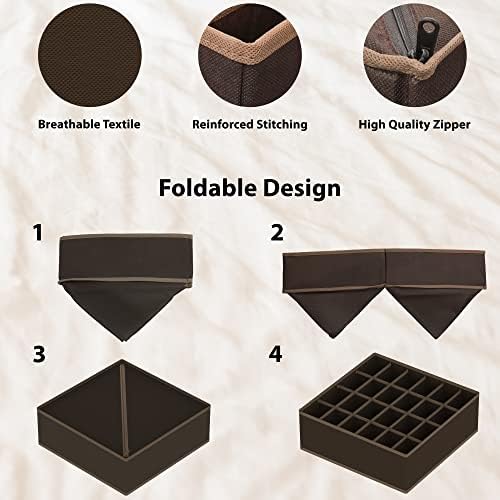 Simple Houseware 4-Pack Drawer Organizer Set for Underwear/Socks/Bra, Brown