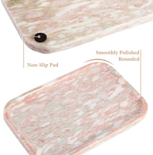Karibiber Marble Vanity Tray, Marble Bathroom Tray Countertop, Decorative Tray for Dresser, Rosso Red Stone Serving Tray