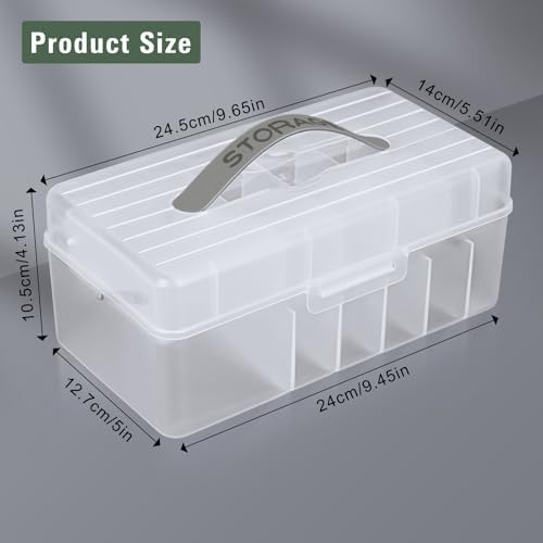 FYY Cord Storage Organizer Box - 11 Compartment Frosted Clear Cable Storage Organizer With Lid, High Capacity Dustproof 
