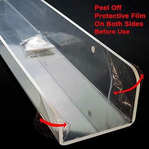 Huji 16 Inch Invisible Clear Acrylic Floating Wall Ledge Shelf with Rounded Corners for Books, Collectibles, Photos, Cof