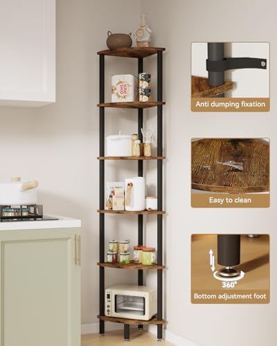 IBUYKE 6 Tier Corner Shelf Stand,Industrial Corner Display Rack WBC011H