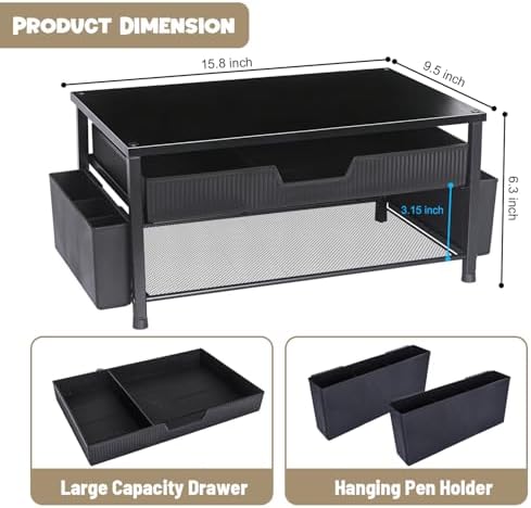 Printer Stand for Desk, Desktop Printer Shelf for Home Office, Black