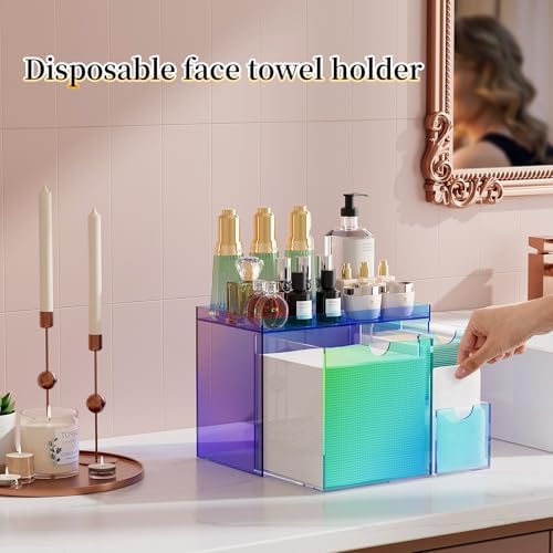 Youdepot Iridescent Acrylic Face Towel Holder with 3 Drawers