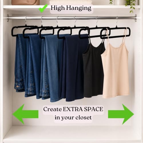 ZAKUTO Velvet Pants Hangers 50 Pack – Non-Slip Space Saving with 20 Hooks