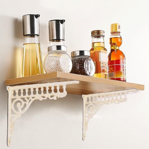 2PCS Cast Iron European Style Wall Shelf Brackets, 10.6in(L), White
