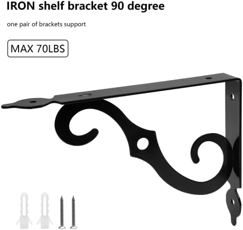Luomorgo L Bracket Decorative Shelf Brackets, 7.4 Inch, Black, 2 Pcs