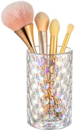 DASITON Glass Makeup Brush Holder, Bathroom Toothbrush Holders, Desk Pen Pencil Holder, Vintage Makeup Brush Cup, Multif