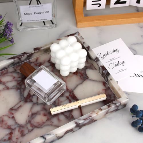 Marble Bathroom Vanity Tray, Calacatta Viola, 12"x 8" x1.2"