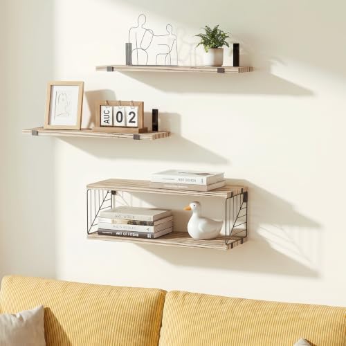 Fixwal 3+1 Tier Bathroom Floating Shelves Over Toilet, Light Brown