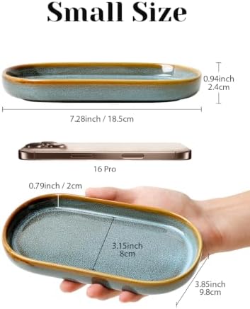 INGOFIN Ceramic Bathroom Vanity Tray for Counter, Decorative Organizer Tray