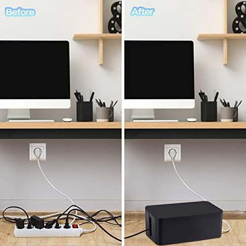 Cable Management Box, 3 Pack Cord Organizer Boxes with 33 PCS Cable Management Set to Cover Hide Power Strip, Surge Prot