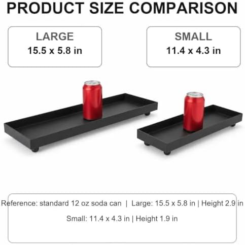 11.4"x4.3" Matte Black Rectangular Metal Tray, Candle & Jewelry Organizer