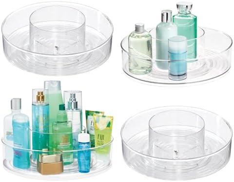 iDesign 12-inch Divided Lazy Susan - Set of 4 - Clear