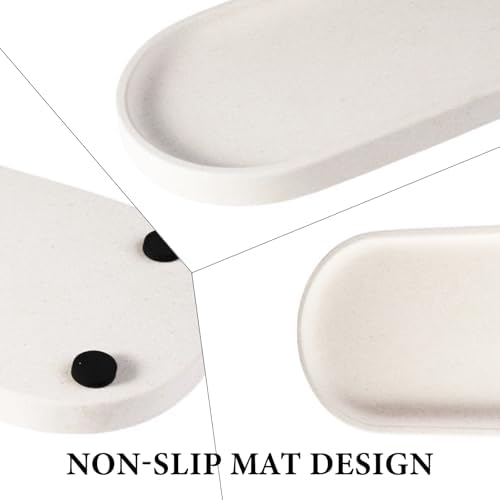 Koville Creamy White Marble Tray for Bathroom, 12"x6" Natural Luxury Marble Vanity Tray for Home Decor Countertop, Stone