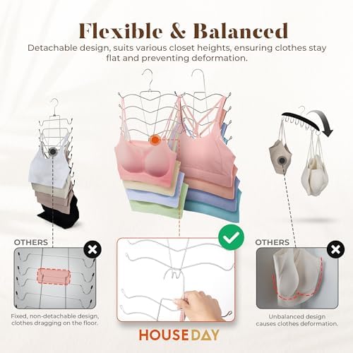 HOUSE DAY Bra Hangers 2 Pack, Tank Top Hangers Space Saving Hanger for Closet Organizers and Storage, Bra Organizer Clos