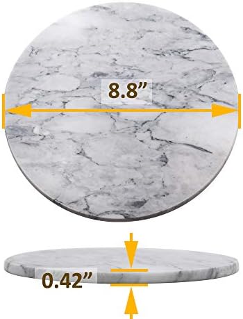 Circular Marble Vanity Tray for Counter, Bathroom, Dresser, Nightstand or Desk, Diameter 8-3/4 Inches