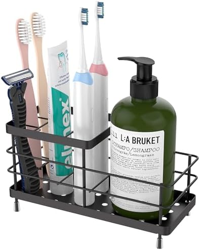 Luxspire Toothbrush Holders for Bathroom, Stainless Steel, 6 Slots, Black