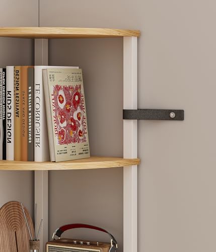 VIMBER 6-Tier Corner Shelf with LED Light, Industrial Corner Ladder Shelf, Rustic Display Shelf for Living Room, Bedroom