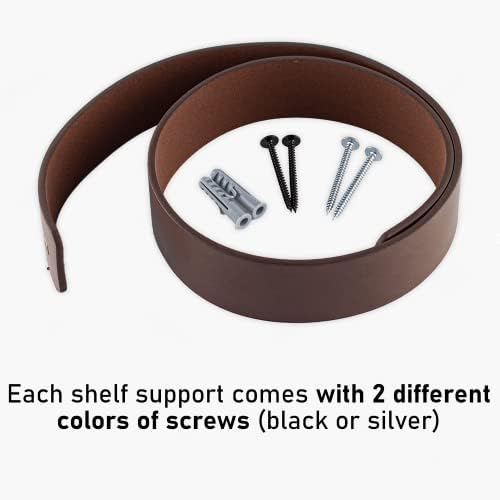 Brute Strength - PU Leather Shelf Brackets - Brown - 6 Pieces - Floating Shelf Set - Wall Brackets - Shelf Straps - Faux