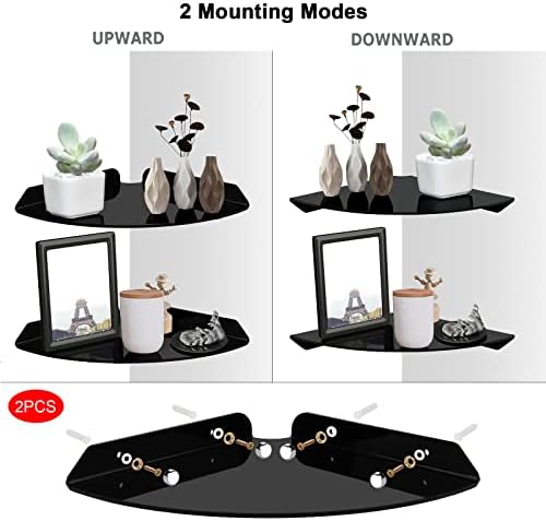 Cosmos 2 Pcs Acrylic Wall Mount Floating Corner Shelves Quarter Round Shower Shelf Hanging Corner Shelves Wall Storage D