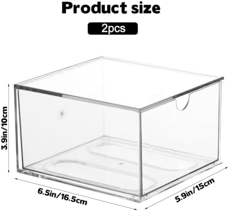 Rainmae 2 Pack Disposable Face Towel Holder, Face Towel Storage Box, Stackable Clear Makeup Organizer with Drawer for Cl