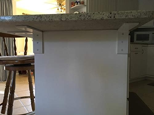 Dmax Heavy Duty L Brackets White Steel 6 x 8 | 3 Pack | Hidden Countertop Support Brackets | 3/8 Thick, Holds 150 lbs | 