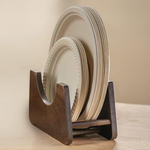 Paper Plate Holders Acacia Wood for 7-10 inch Disposable Plate,2PCS