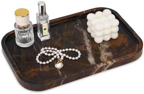 Marble Bathroom Vanity Decorative Tray, Black Gold, 12 * 8 * 0.8