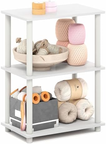 Furinno Turn-N-Tube Storage Shelves, 3-Tier Book Shelf, Corner Shelf, Toolless Open Shelves, for Organization and Storag