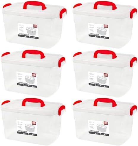 Tribello Clear Plastic Storage Bins with Lids and Handle Stackable Storage Bins, 5 Quarts - 6 Pack