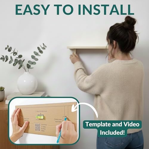 Willowy Real Wood White Bedroom Shelves - 17 inch (6 Pack) - Easy to Install, Template and Video Included - Shelves for 