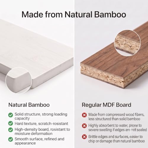 Wisuce White Small Corner Shelf Stand, 4-Tier Bamboo Corner Bookshelf