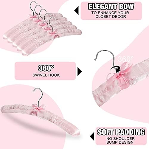 Jetec 24 Pack Satin Padded Hangers for Women Clothing 15",Light Pink