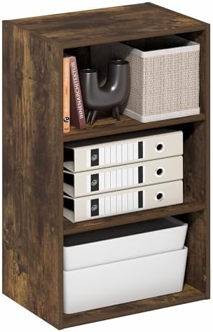 3-Tier Bookshelf, Cube Storage Organizer Bookcase, Book Shelf with Open Shelf, 11 x 17 x 26, for Home Office, Living Roo