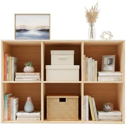 PERFERATE Storage Organizer Solid Wood Cube Bookshelf Open Bookcase Floor Standing Book Display Cabinet Vertical/Horizon