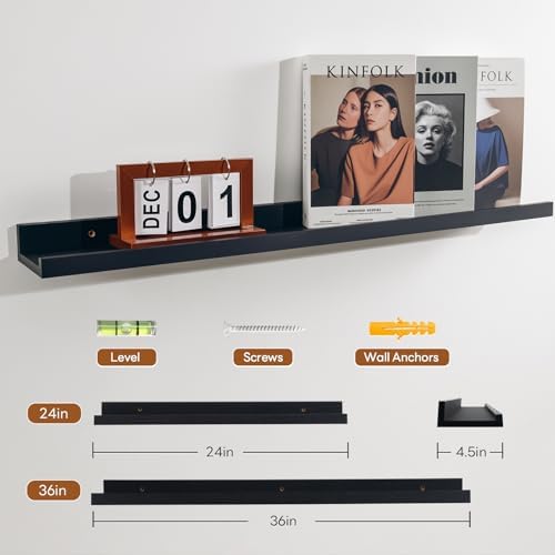NEXHOME PRO Floating Shelves for Wall Set of 4,36 Inches Picture Ledge Shelf, Kids Bookshelf Wall Mounted for Living Roo