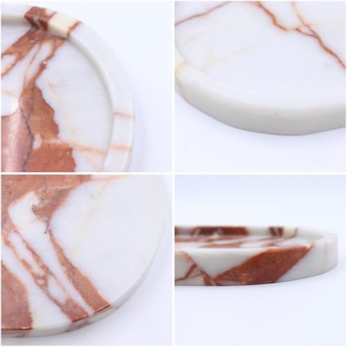 Natural Marble Tray, Oval Vanity Decorative Tray for Bathroom Counter, Countertop Stone Organizer, Catchall Tray for Kit