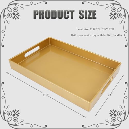 Spsyrine Gold Bathroom Vanity Tray with Handles for Dresser Tops